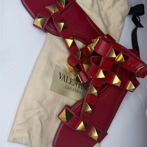 Valentino Garavani Red Rockstud Gladiator Sandals